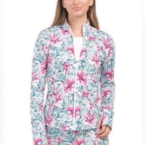 Tommy Bahama Jackets & Blazers - Tommy Bahama Floral Long Sleeve Golf/Tennis Full Zip Jacket.